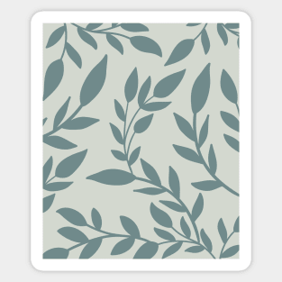 Abstract Pastel Blue Botanical  Leaves Pattern Sticker
